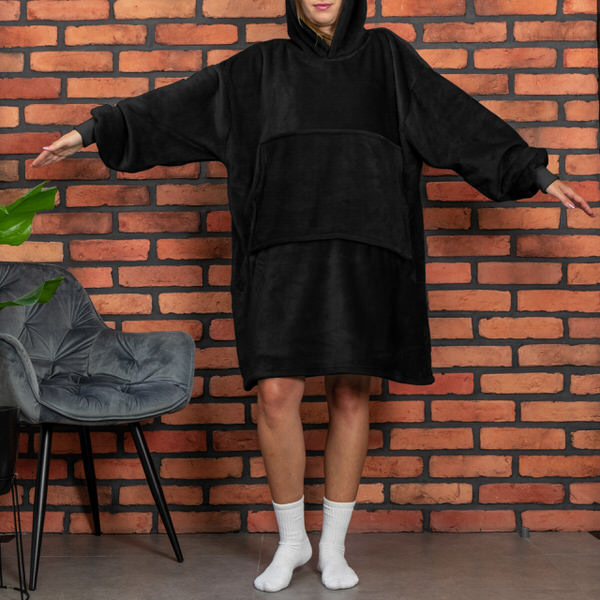 E-shop Bluzair - mikinová deka oversize - čierná