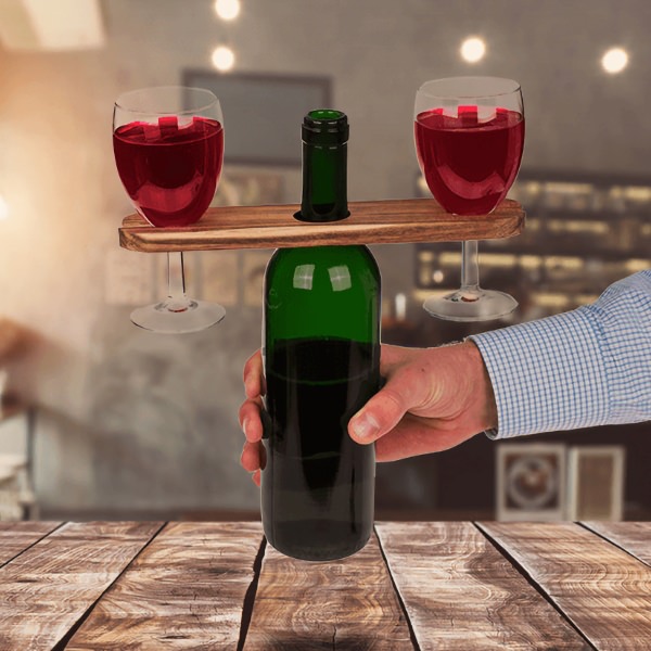 E-shop Drevený držiak na poháre a fľašu vína