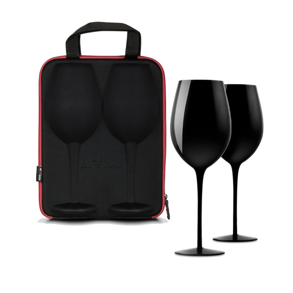 E-shop Puzdro s pohármi na víno diVinto - čierne