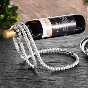 Perlový stojan na víno - biely
