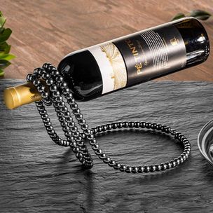 Perlový stojan na víno - čierny
