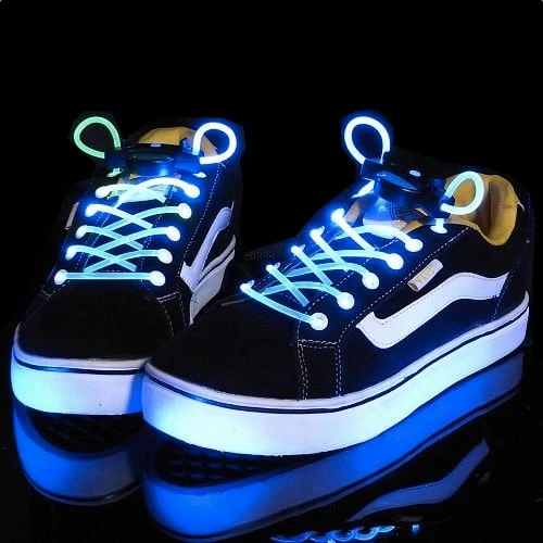 Svietiace LED šnúrky do topánok - modré